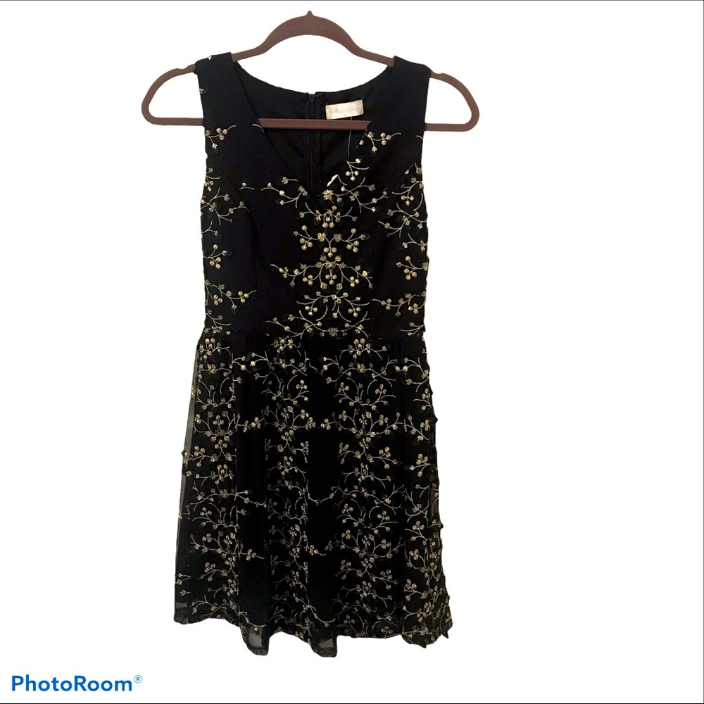 Altar’d State Dress. Black Floral & Silver. Small